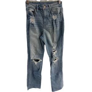 ARIZONA JEAN CO WOMENS JEANS SIZE 1 LIGHT WASH DESTROYED DISTRESSED STRAIGHT LEG